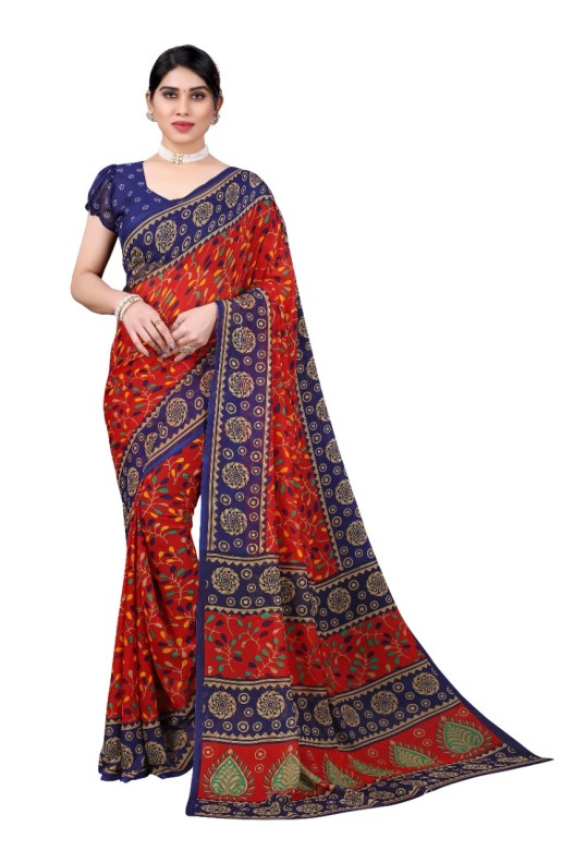 Fancy Georgette Printed Saree With blouse